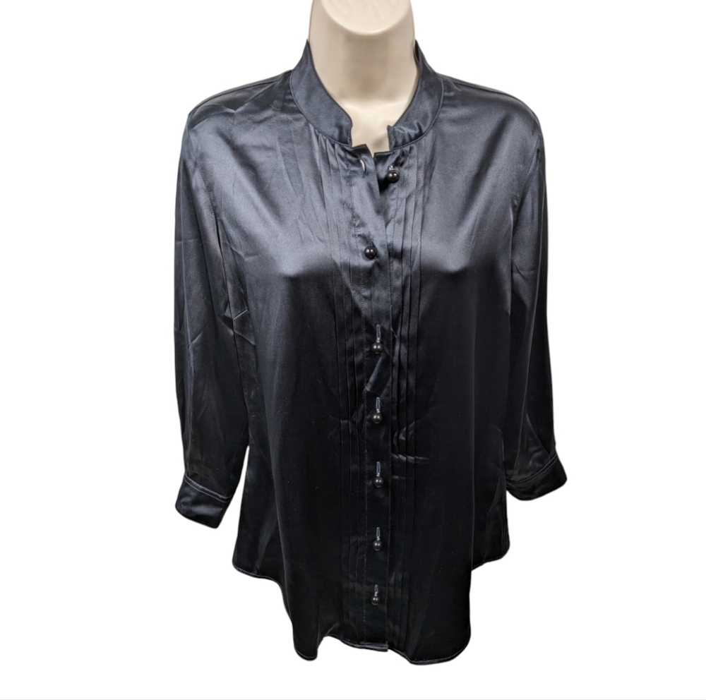 Laundry Industry Silk Blend Band Collar Blouse Sz 2